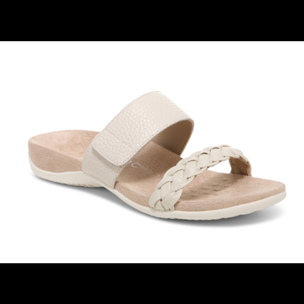 Vionic Cream Braided Strap Sandals